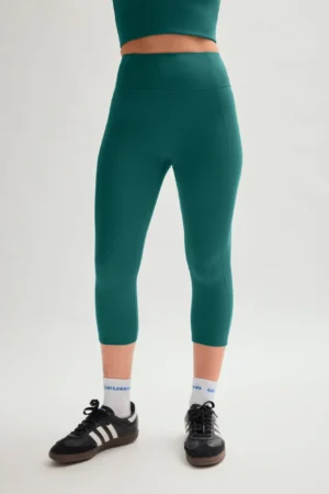 Legging capri de tejido compresivo y tiro alto - Esmeralda